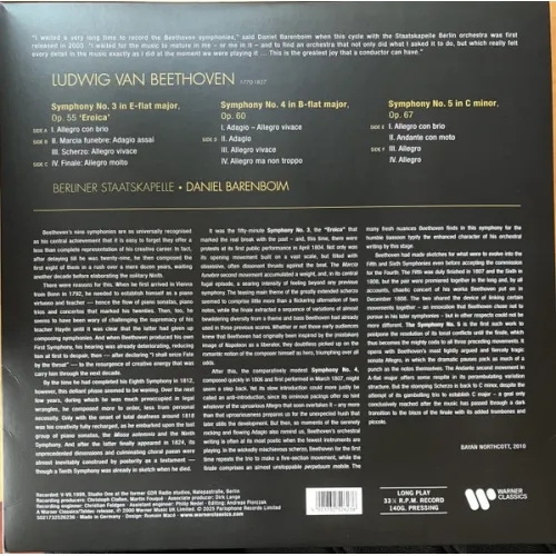 Daniel Barenboim, Staatskapelle Berlin, Beethoven – Symphonies Nos. 3 Eroica, 4 & 5 - 3LP