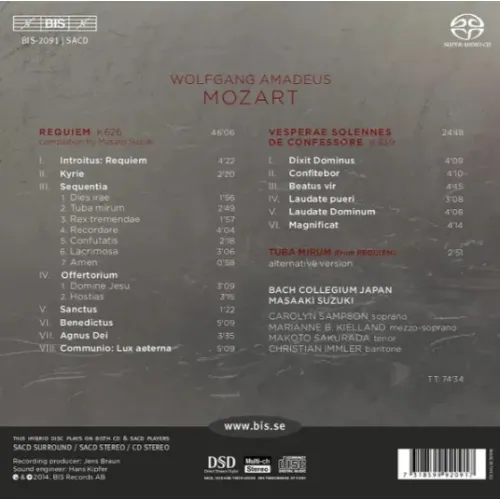 Masaaki Suzuki, Bach Collegium Japan - Mozart: Requiem - LP