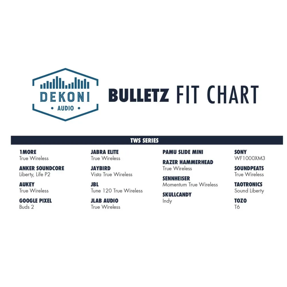 Dekoni Audio Bulletz for TWS 3 Pack Sample Pack