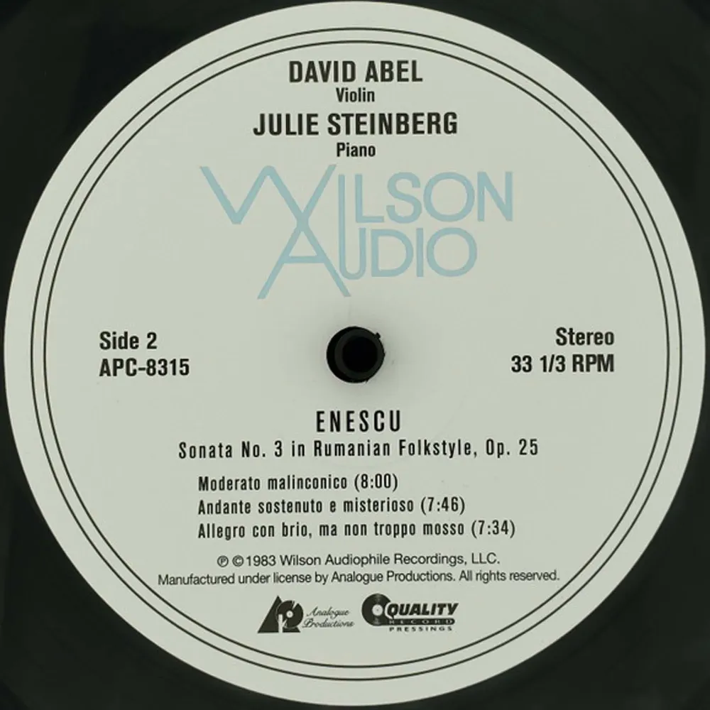David Abel & Julie Steinberg / Beethoven: Violin Sonata Op.96 / Enescu: Sonata No.3 - Analogue Productions LP