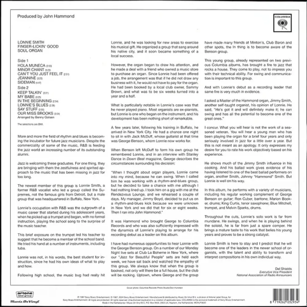 Lonnie Smith – Finger-Lickin' Good Soul Organ - Smoke - LP