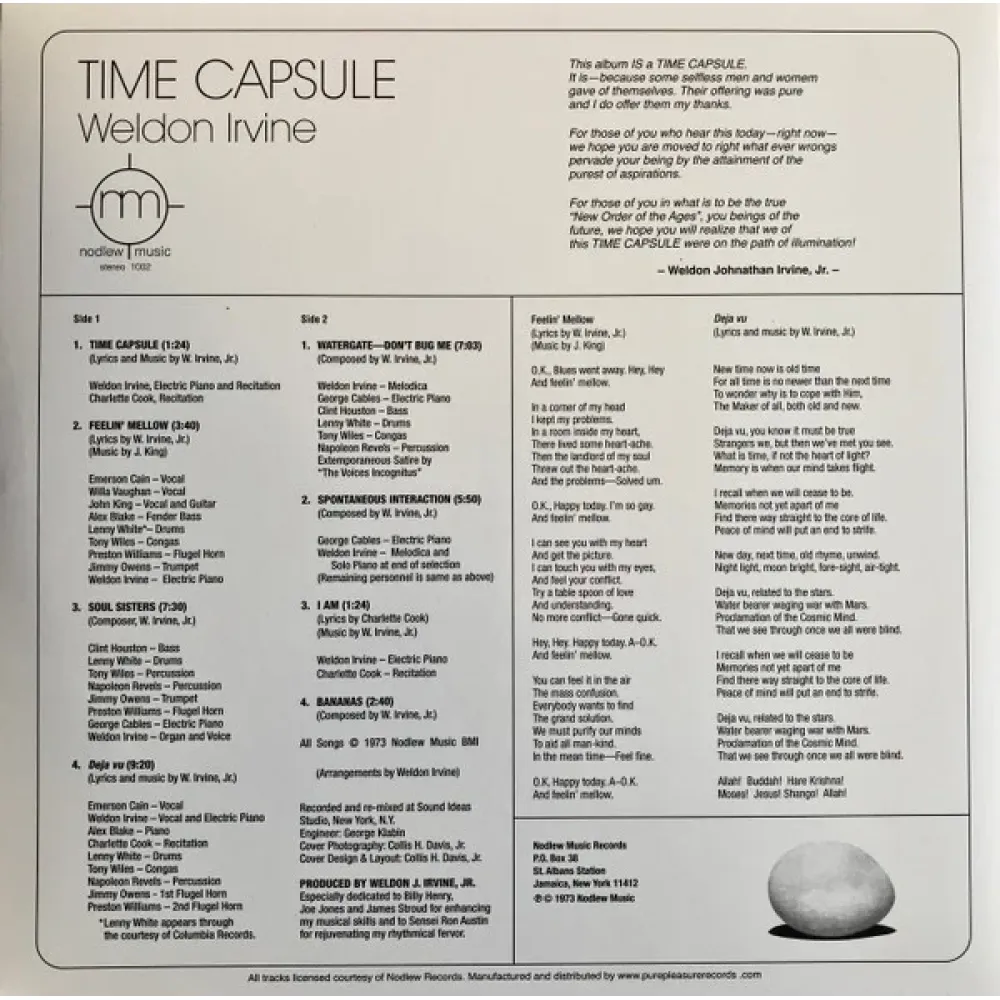 Weldon Irvine - Time Capsule - (Pure Pleasure) LP