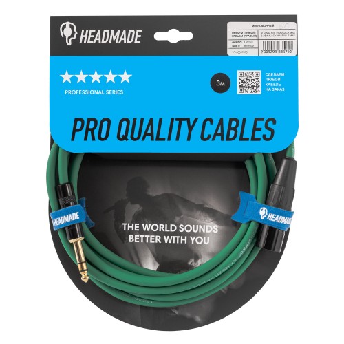 HeadMade Pro XLR-M - 6.3mm stereo Green 3m