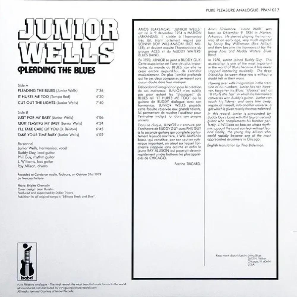 Junior Wells – Pleading The Blues - Pure Pleasure LP