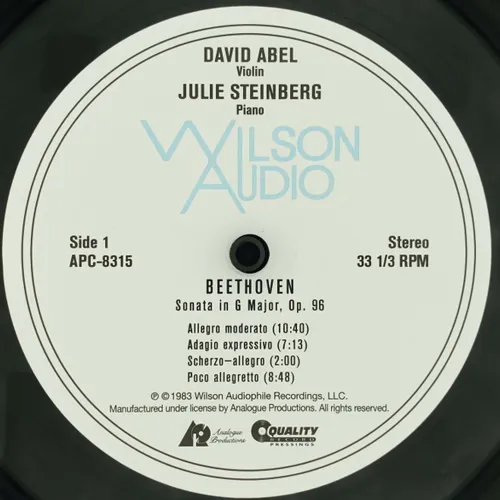 David Abel & Julie Steinberg / Beethoven: Violin Sonata Op.96 / Enescu: Sonata No.3 - Analogue Productions LP