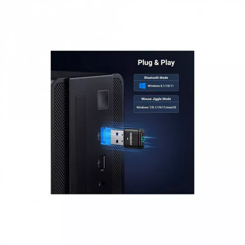 Ugreen BT301 USB-A Bluetooth Adapter with Mouse Jiggler Function Grey