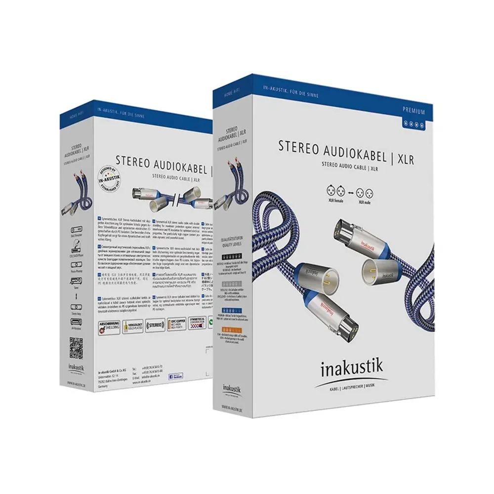 Inakustik Premium Audio Cable XLR, M-F, Pair, 3m