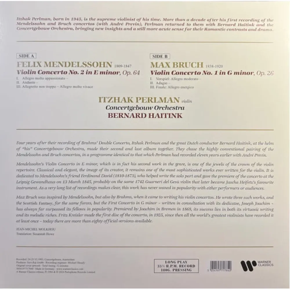 Felix Mendelssohn-Bartholdy, Max Bruch - Violin Concertos - LP
