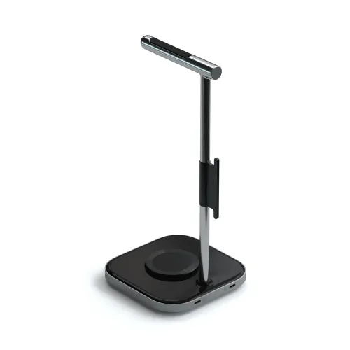Satechi 2-in-1 Headphone Stand with Wireless Charger Grey