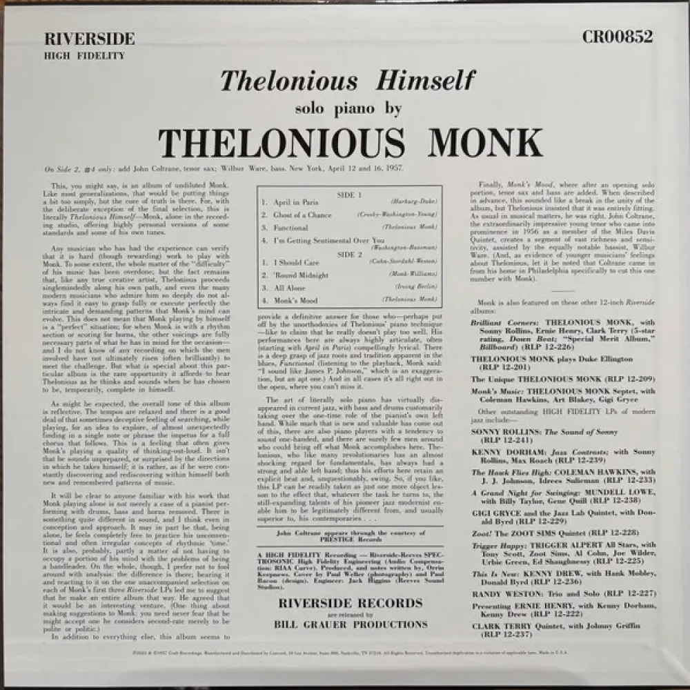 Thelonious Monk – Thelonious Himself - LP