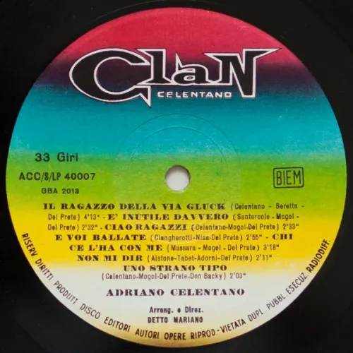 Adriano Celentano – Il Ragazzo Della Via Gluck - Clan Celentano LP