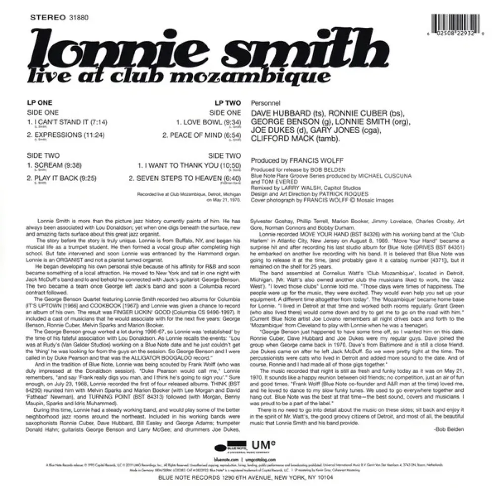 Lonnie Smith – Live At Club Mozambique - 2LP