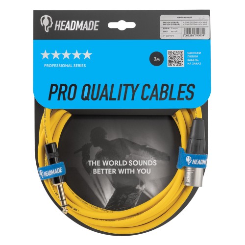 HeadMade Pro XLR-M - 6.3mm stereo Yellow 3m