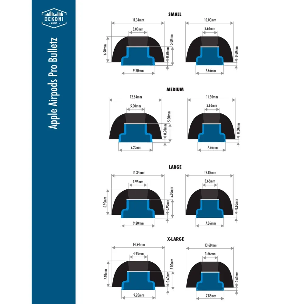 Dekoni Audio Bulletz for the Apple Airpods Pro Extra Large 3 Pack