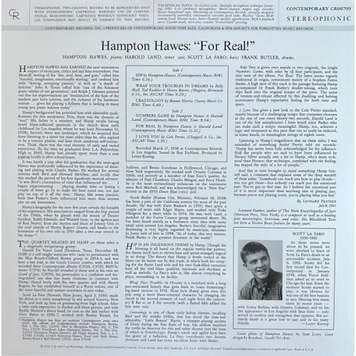 Hampton Hawes – For Real! - Acoustic Sounds - LP