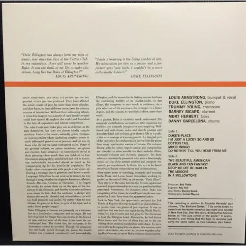 Louis Armstrong; Duke Ellington - Recording Together For The First Time