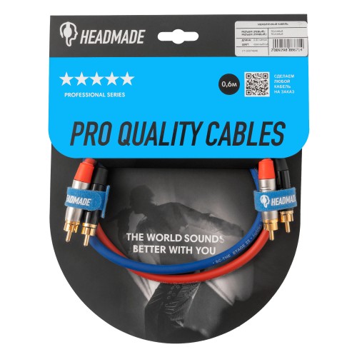HeadMade Pro 2RCA - 2RCA Red Blue 0.62m