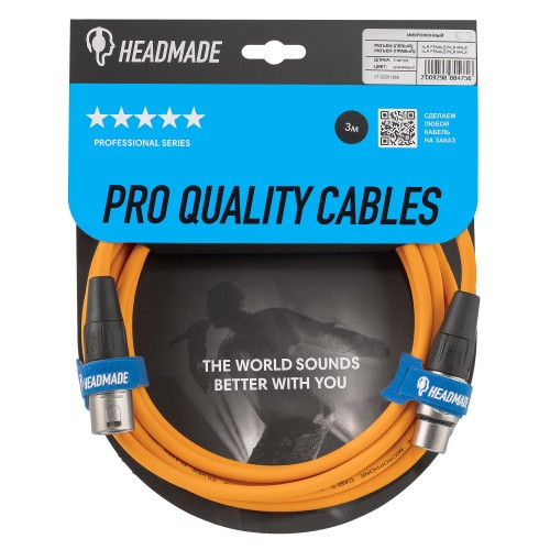 HeadMade Pro XLR-F - XLR-M Orange 3m