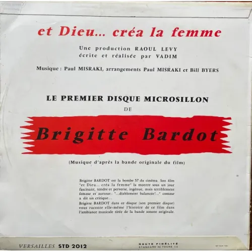 Brigitte Bardot Musique De Paul Misraki – Et Dieu... Crea La Femme - LP