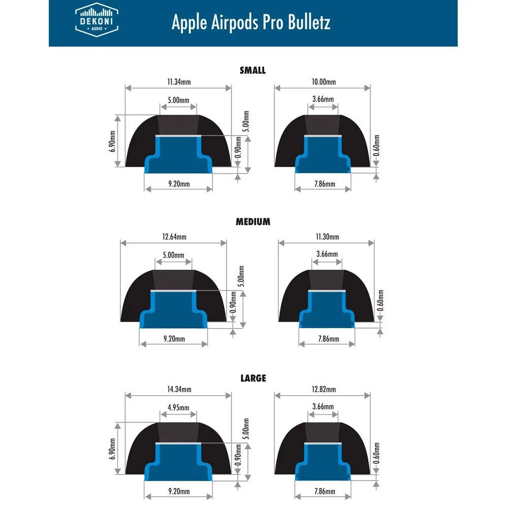 Dekoni Audio Bulletz for the Apple Airpods Pro Medium 3 Pack
