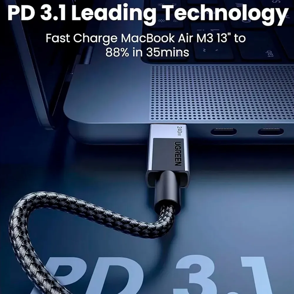 UGREEN L513 Data Cable (240W Max) USB-C/USB-C Black 2m