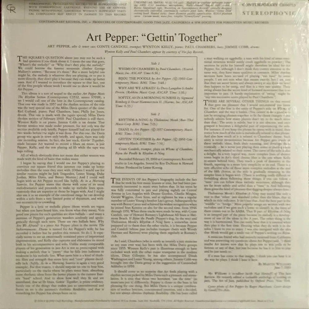 Art Pepper – Gettin' Together! - Analogue, Acoustic Sounds LP