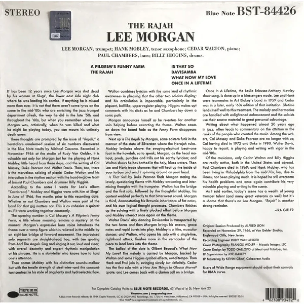 Lee Morgan – The Rajah - Tone Poet LP