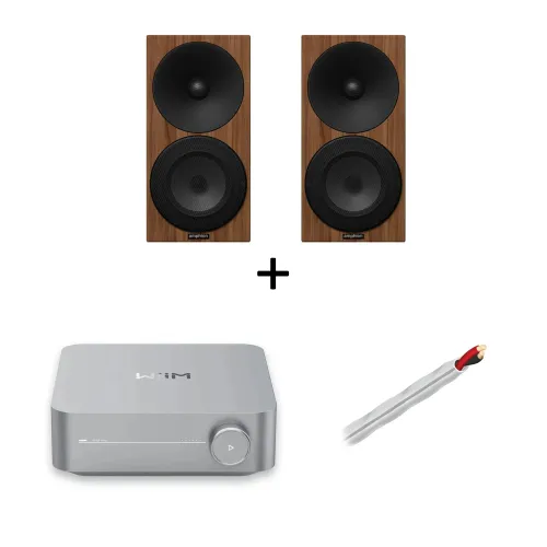 Amphion Argon1 Walnut + WiiM AMP Space Gray + AudioQuest SLIP-DB 14/2